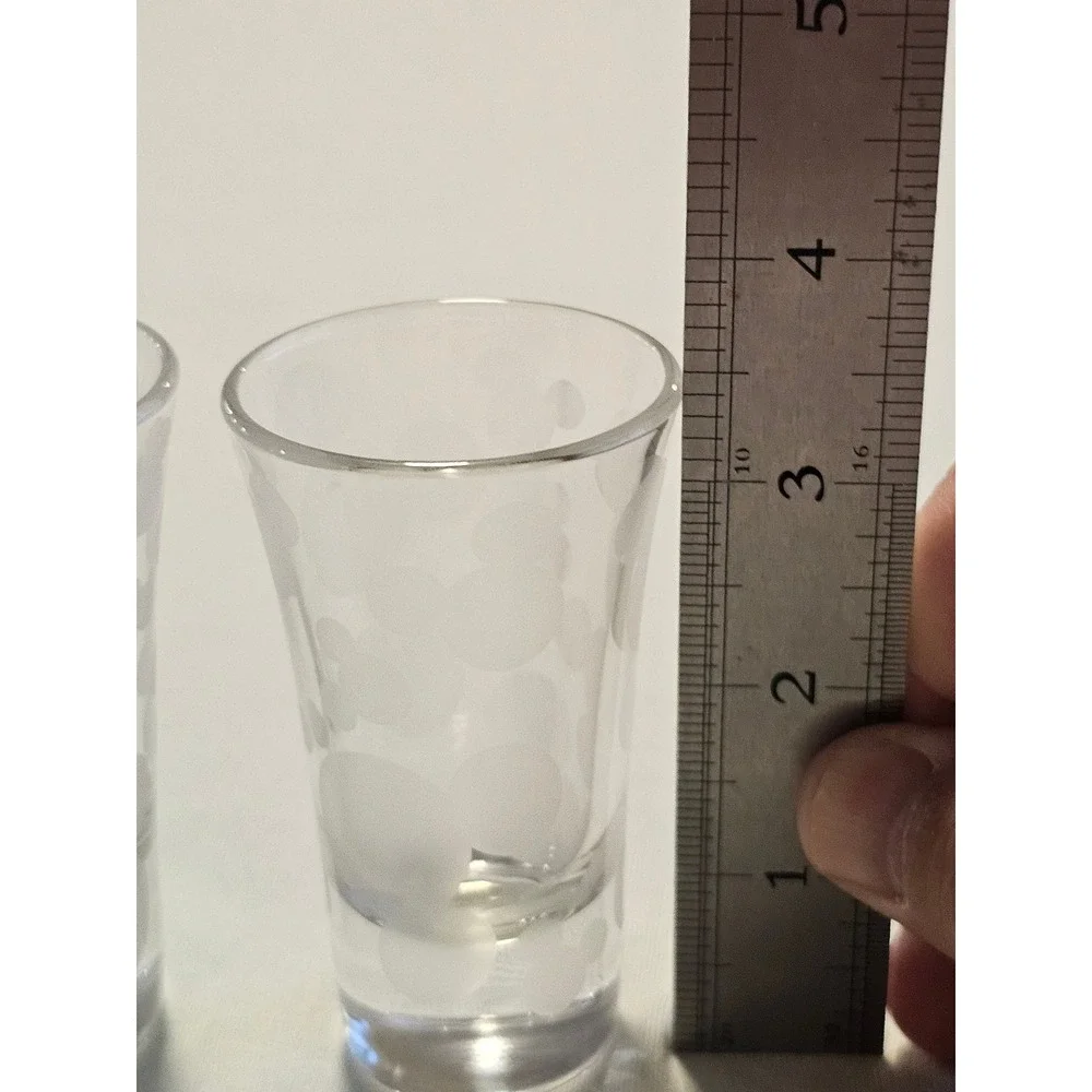 Disney Mickey Mouse Frosted Glass Shot Glasses Set of 2 Clear 4 Inch Tall